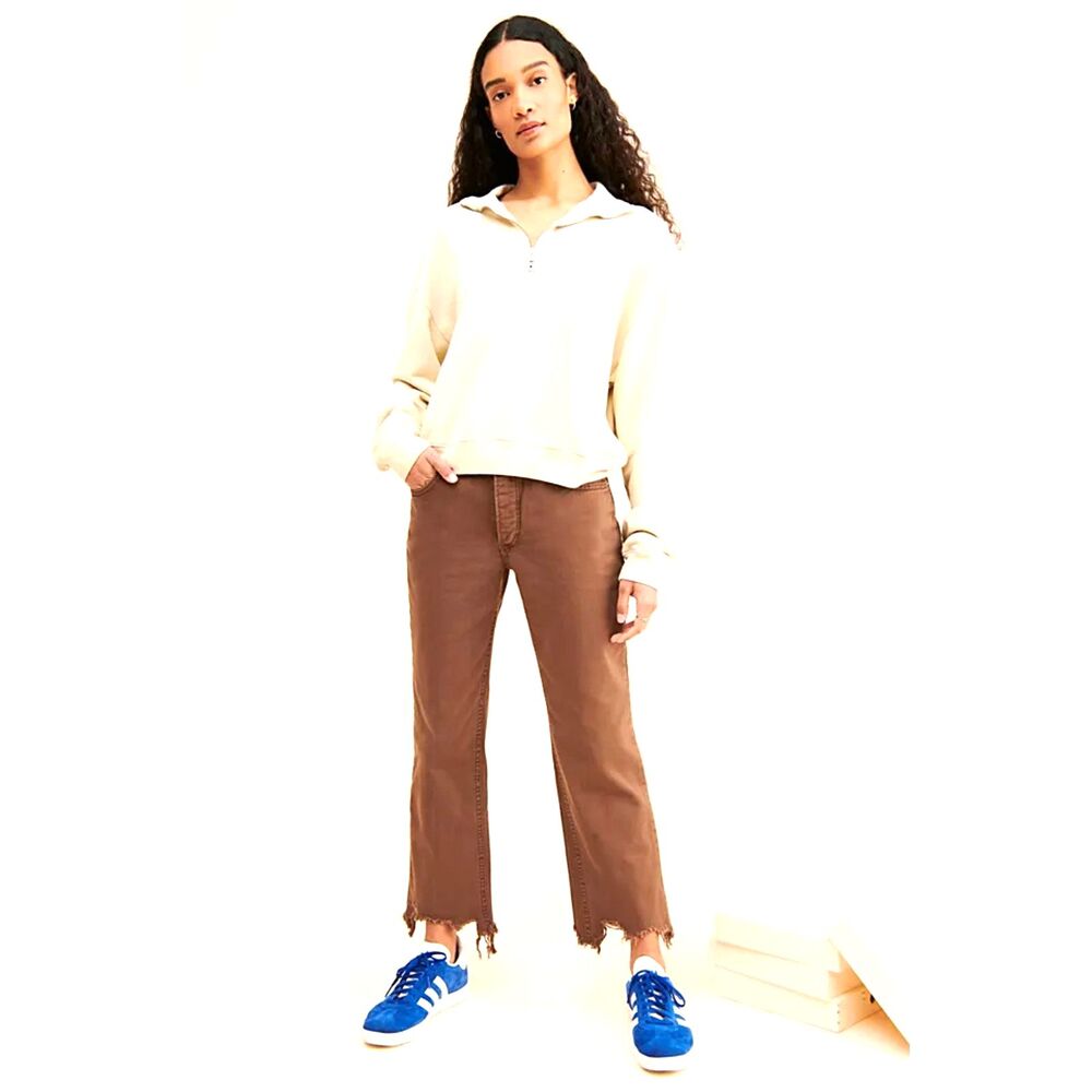 We The Free Maggie Mid-Rise Straight-Leg Raw Frayed Hems Jeans 24